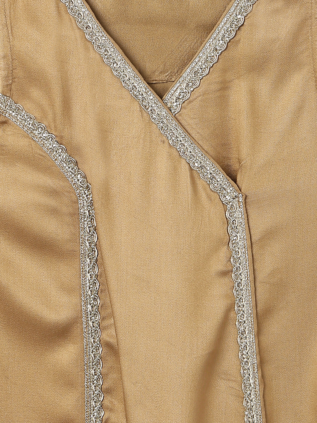 Girls Viscose Khaki Kurta Pant With Dupatta Ethnic Set