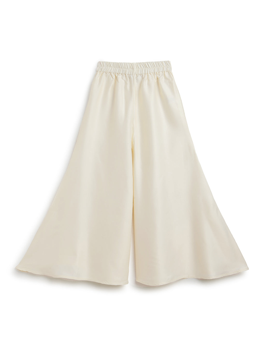 Girls Yellow & Cream Embroidered Ethnic Kurta Pant Set