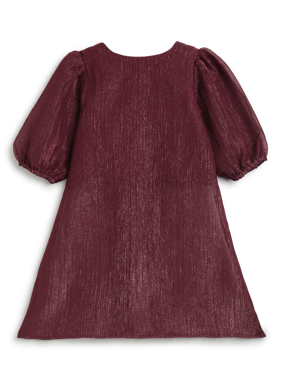Girls Crushed Georgette Maroon Embroidered Kurta & Sharara Set