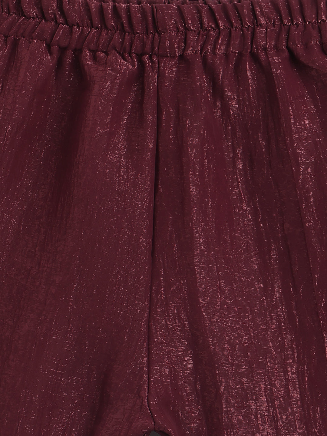 Girls Crushed Georgette Maroon Embroidered Kurta & Sharara Set
