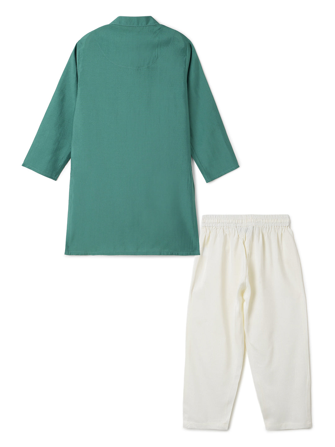 Boys Green Embroidered Ethnic Kurta Pyjama Set