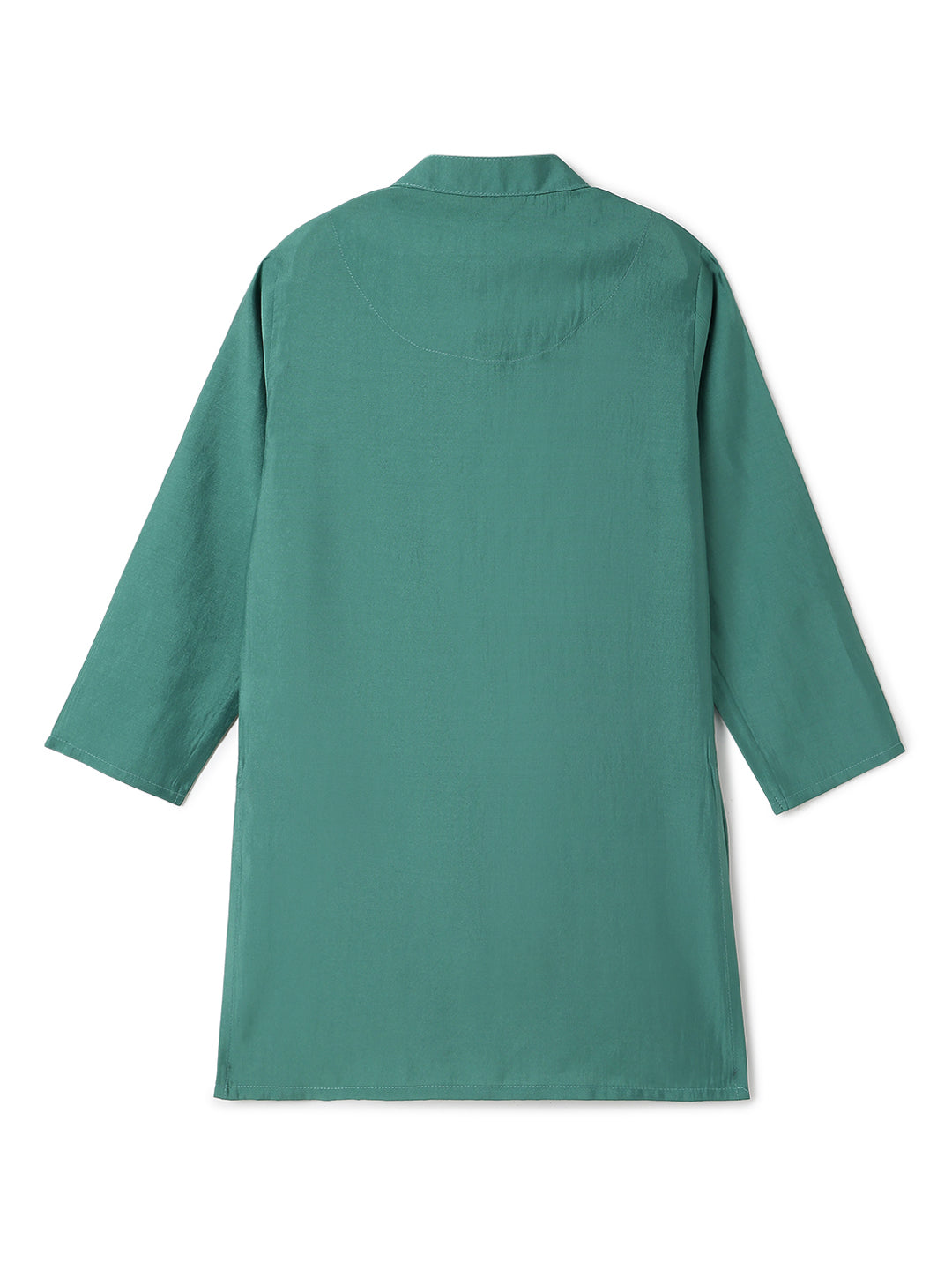 Boys Green Embroidered Ethnic Kurta Pyjama Set