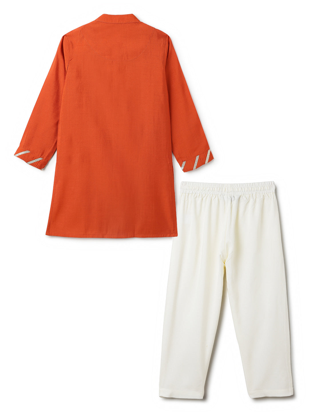 Boys Chanderi Rust & Cream Kurta Pyjama Set
