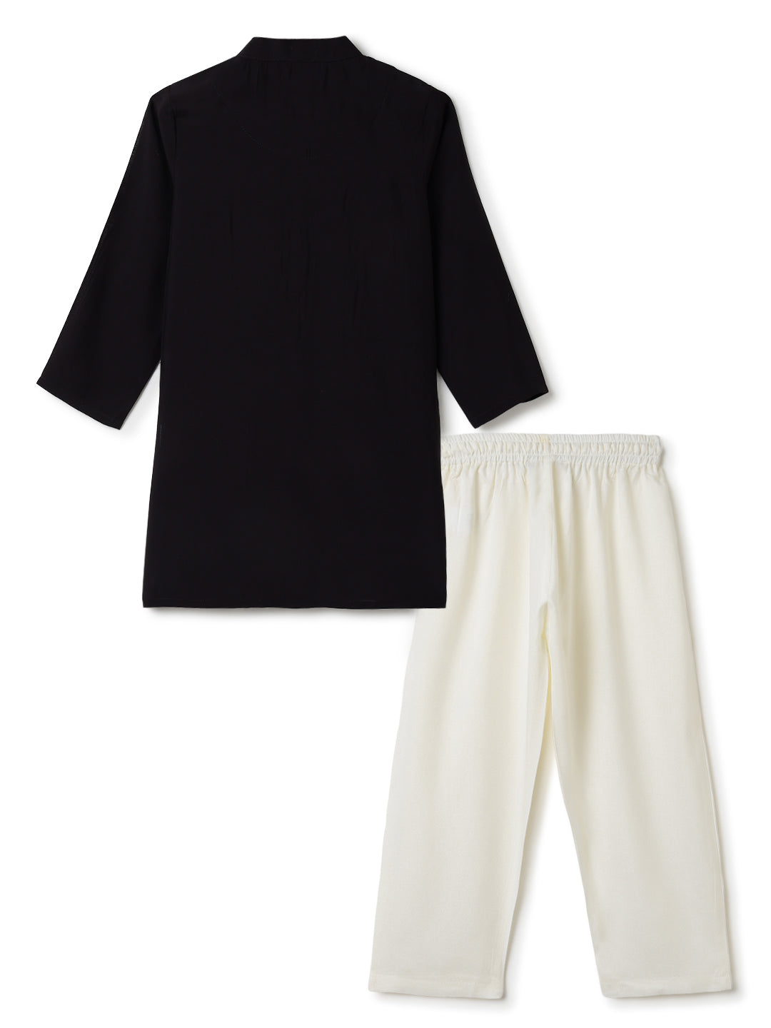 Boys Chanderi Black & Cream Ethnic Kurta Payjama Set