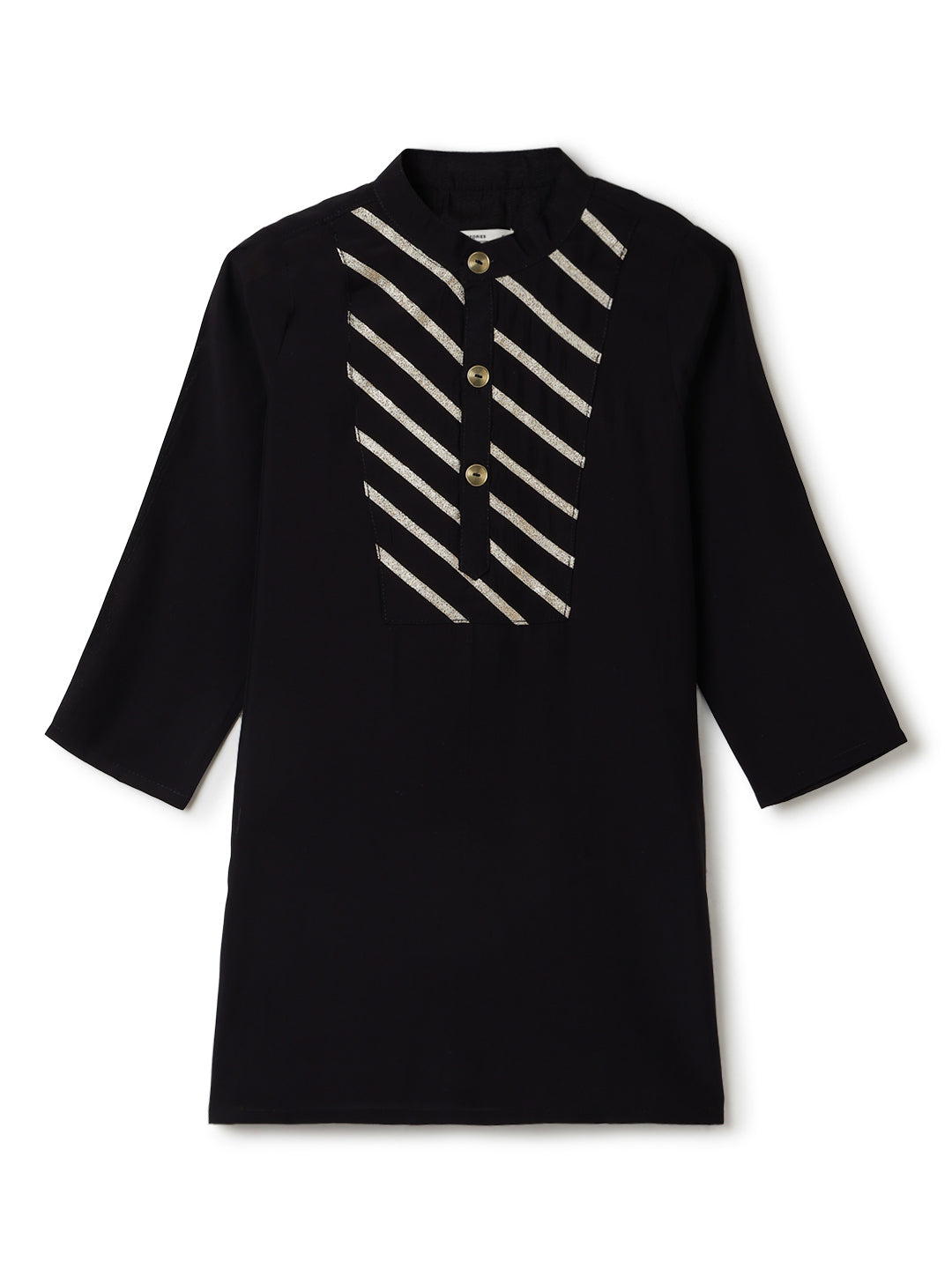 Boys Chanderi Black & Cream Ethnic Kurta Payjama Set