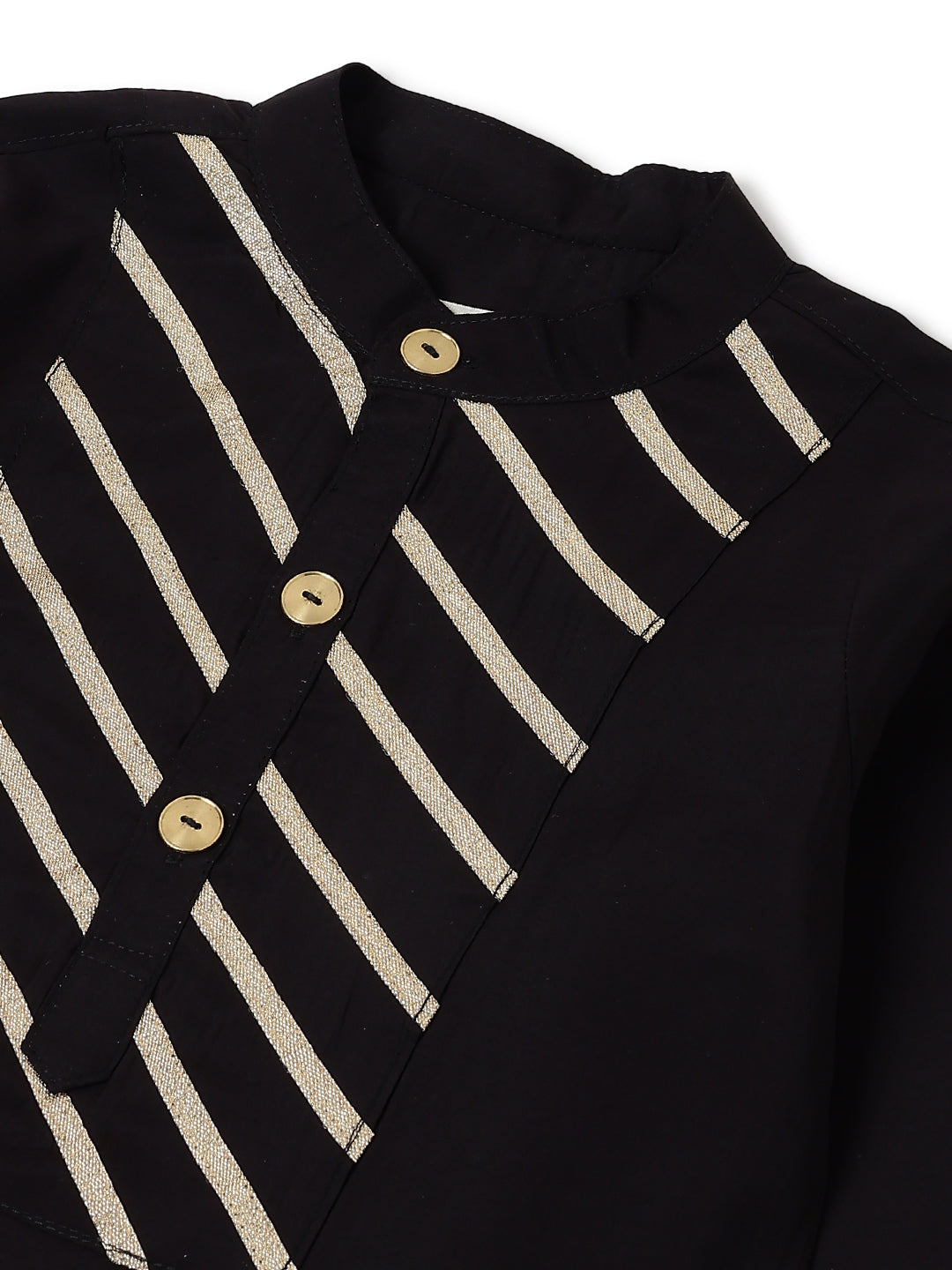 Boys Chanderi Black & Cream Ethnic Kurta Payjama Set