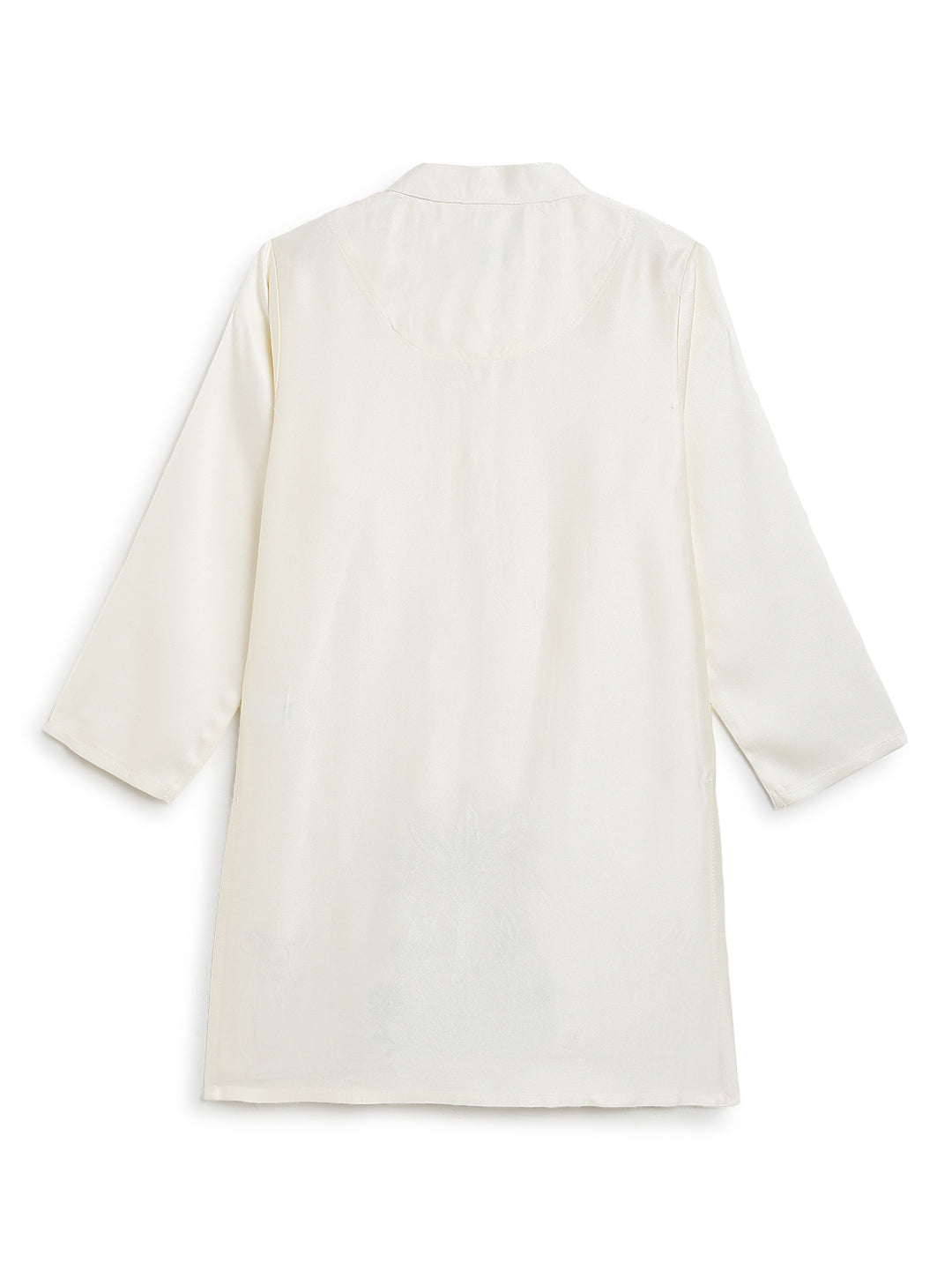 Boys Cream Viscose Embroidered Ethnic Wear Kurta Pyjama Set