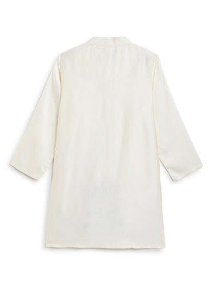 Boys Cream Viscose Embroidered Ethnic Wear Kurta Pyjama Set