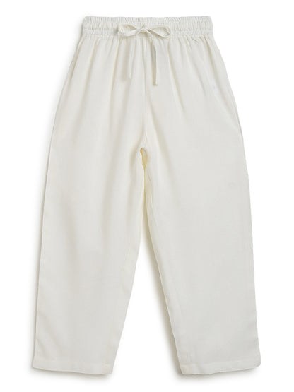 Boys Cream Viscose Embroidered Ethnic Wear Kurta Pyjama Set