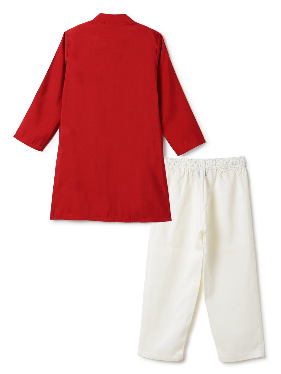 Boys Chanderi Ethnic Kurta Pajama Set with Mirror Work Lace Design