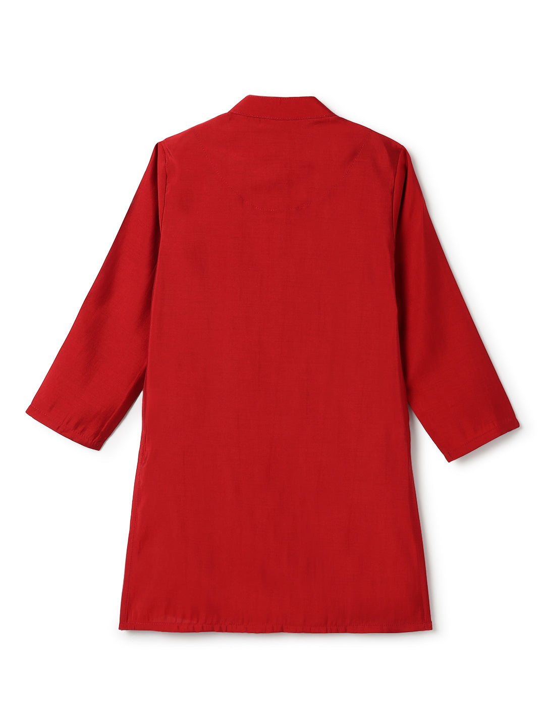 Boys Chanderi Ethnic Kurta Pajama Set with Mirror Work Lace Design