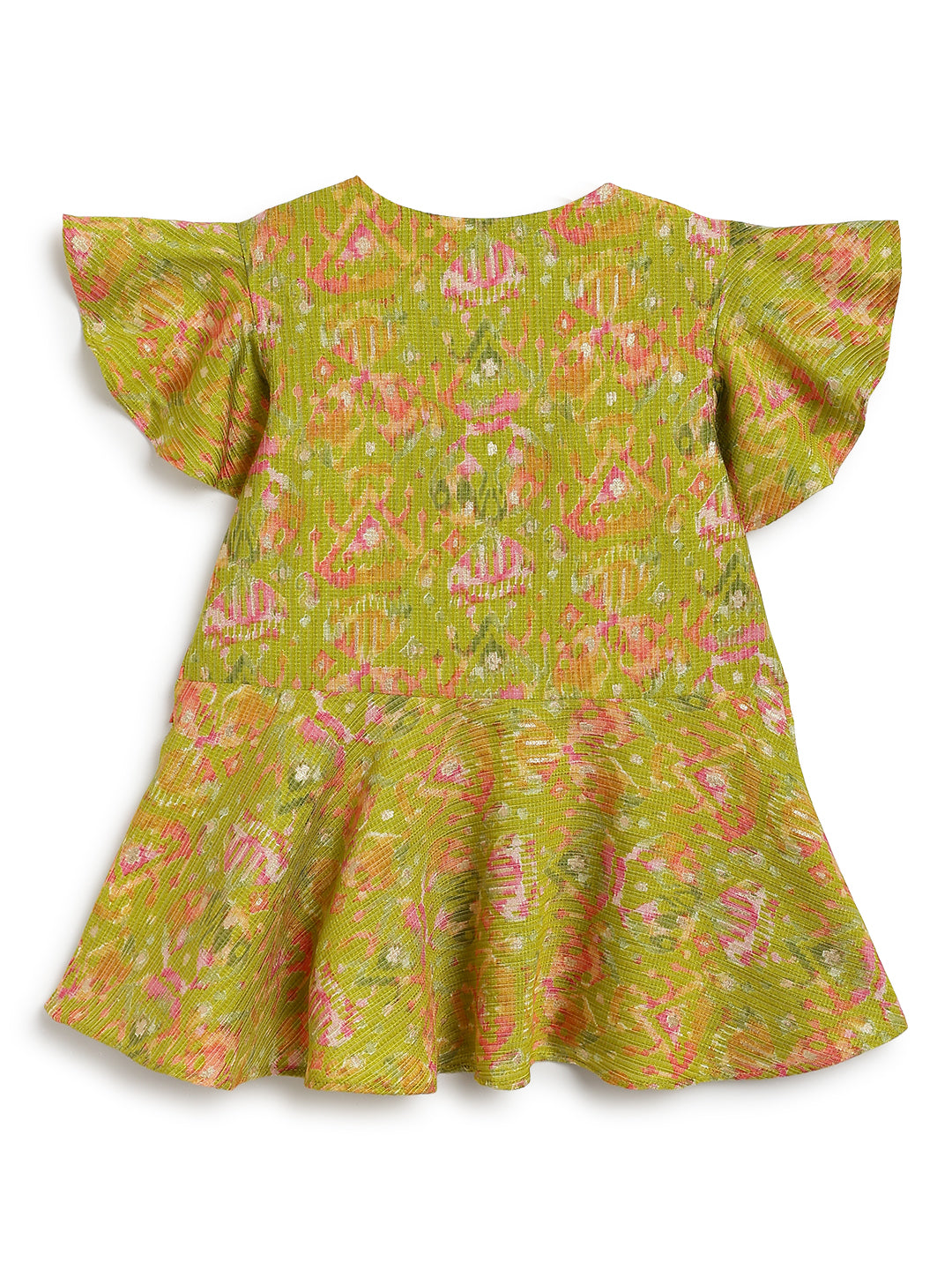 Girls Green & Pink Viscose Printed Ethnic Wear Top Palazzo Set
