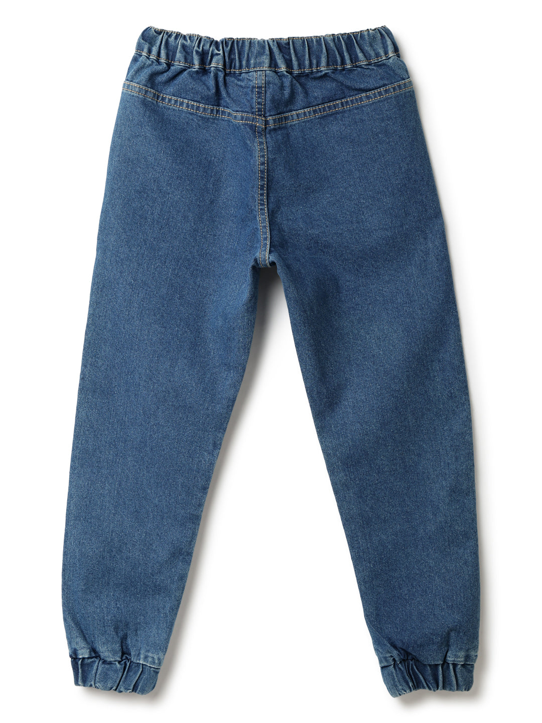 Girls Blue Lycra Solid Jogger
