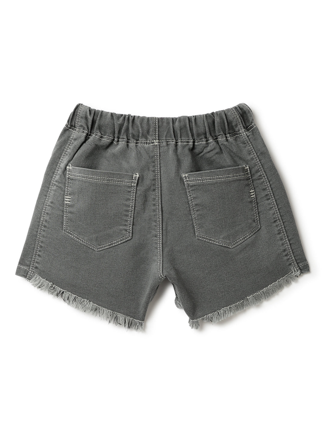 Girls Grey Lycra Solid Shorts