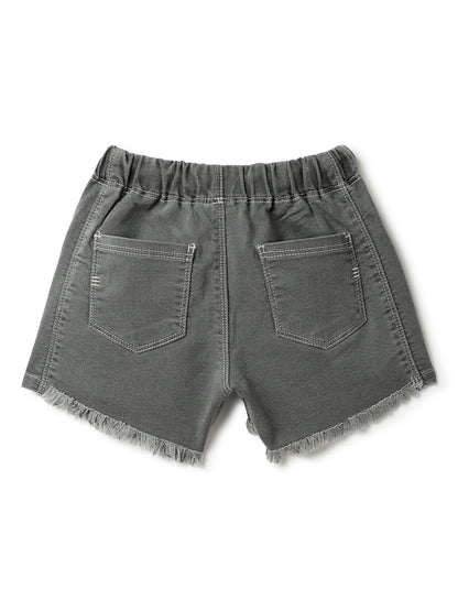 Girls Grey Lycra Solid Shorts