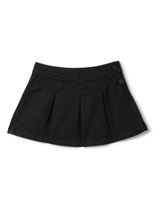 Girls Black Lycra Solid Skirt