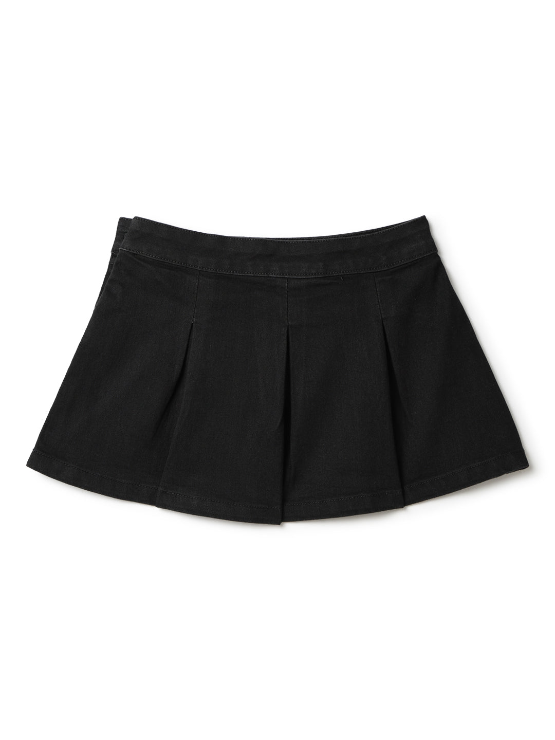 Girls Black Lycra Solid Skirt