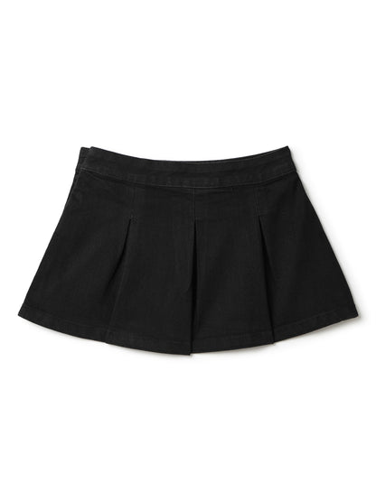 Girls Black Lycra Solid Skirt