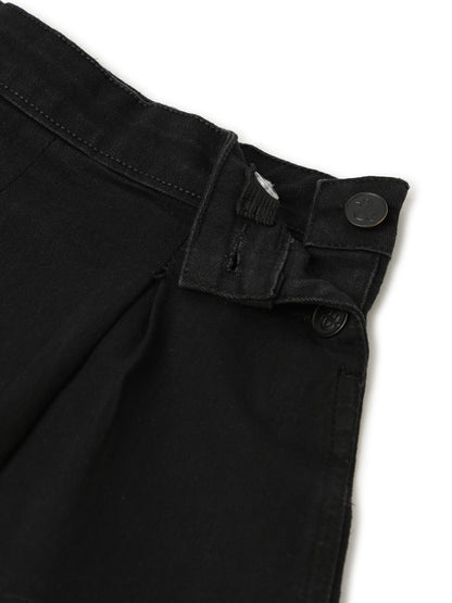 Girls Black Lycra Solid Skirt