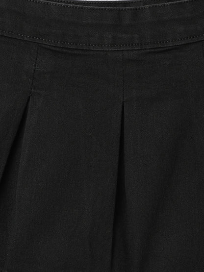 Girls Black Lycra Solid Skirt