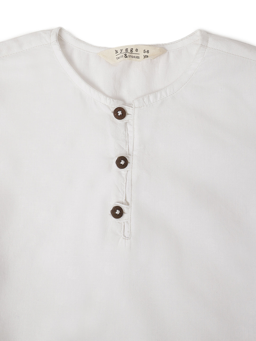 Boys White Cotton Solid Kurta Shirt