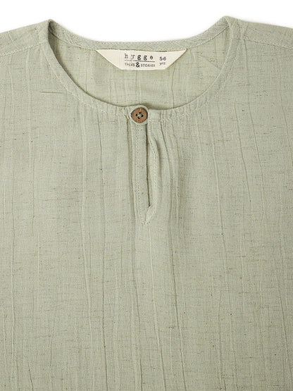 Boys Green Cotton Solid Kurta Shirt