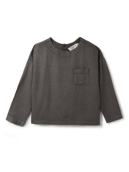 Boys Grey Cotton Solid Full Sleeve Shirt