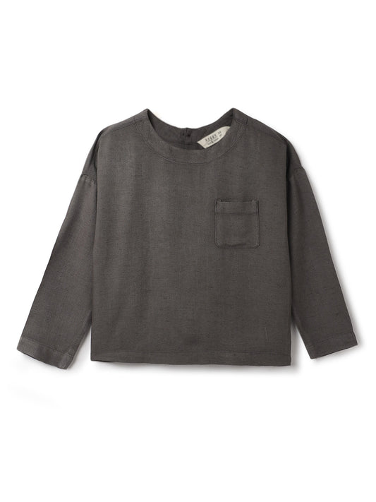 Boys Grey Cotton Solid Full Sleeve Shirt