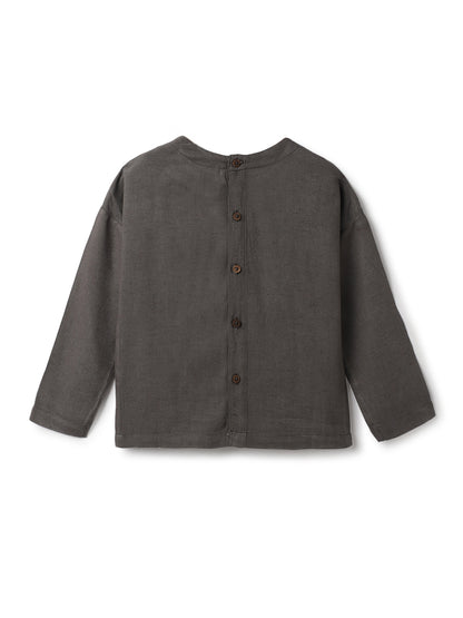 Boys Grey Cotton Solid Full Sleeve Shirt