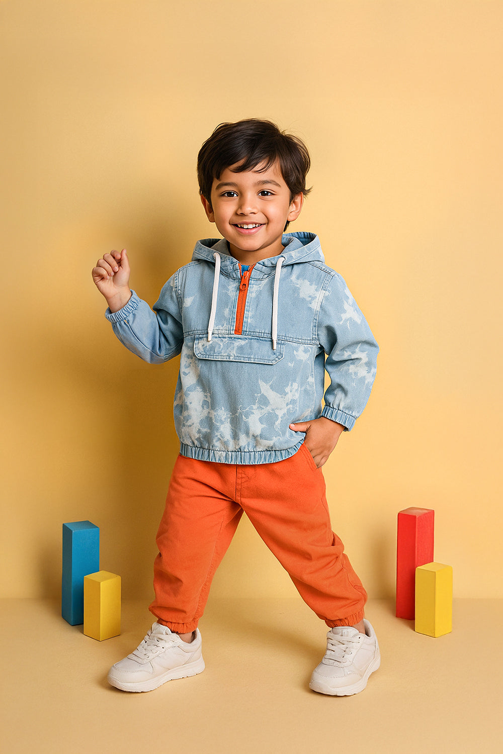 Boys Light Blue Cotton Print Shirt