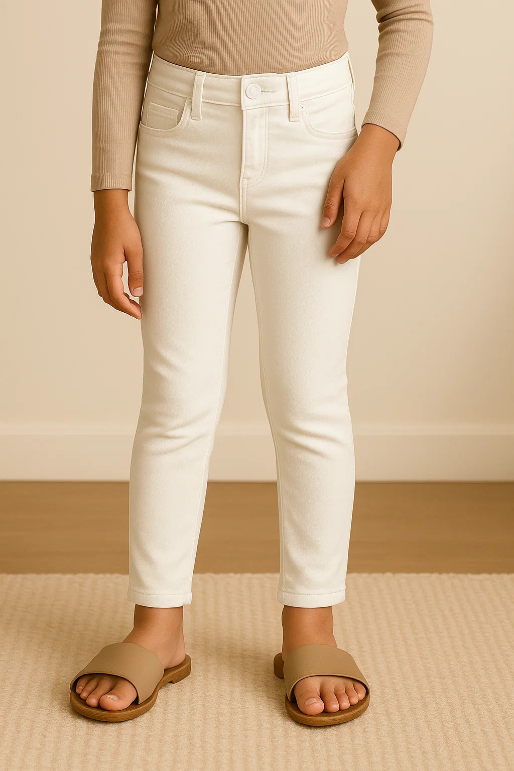 Girls White Slim fit Lycra Washed Jeans