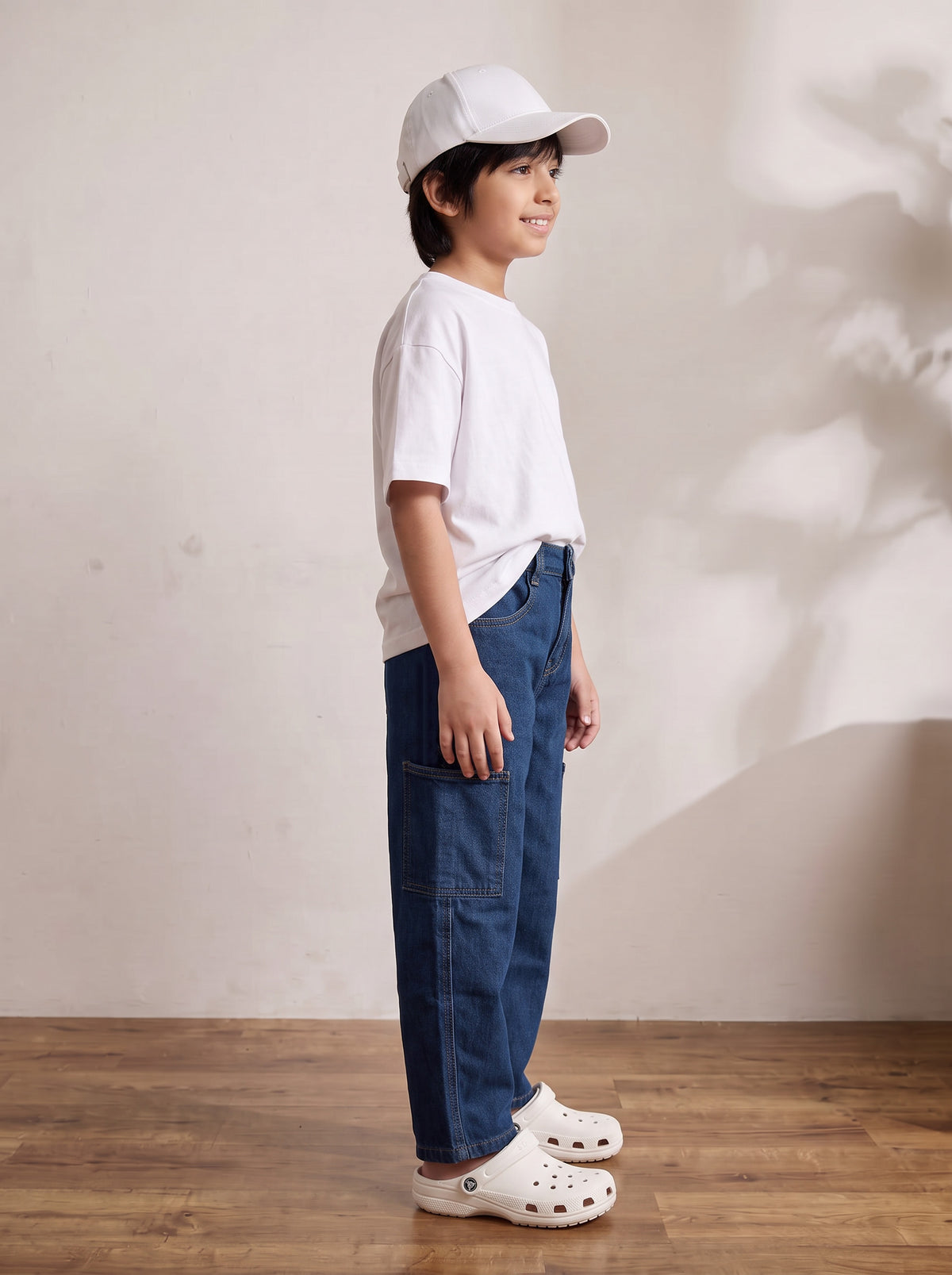 Boys Blue Denim Barrel Fit Jeans with Cargo Pockets