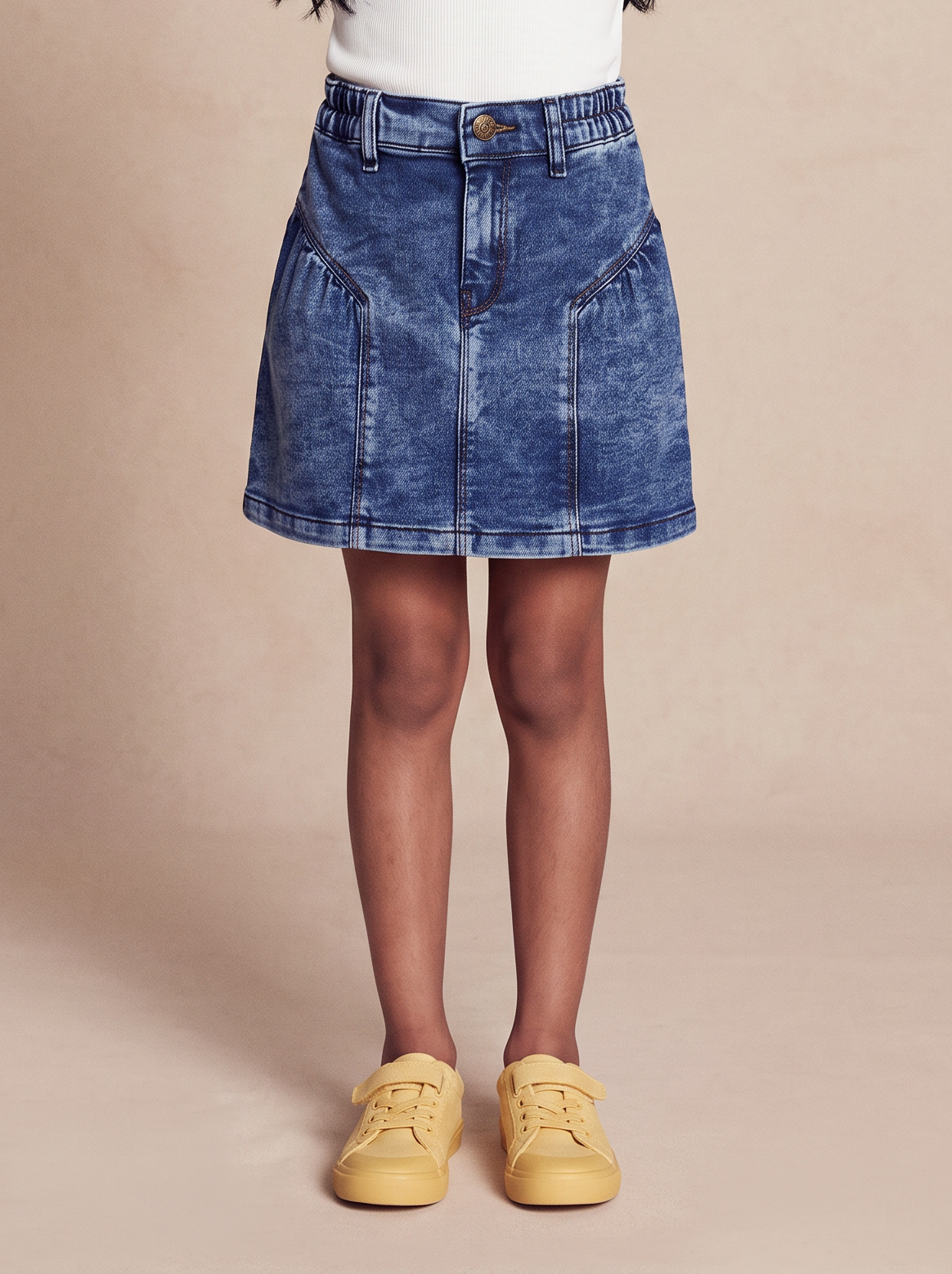 Girls Blue Stretchable Denim Skirt