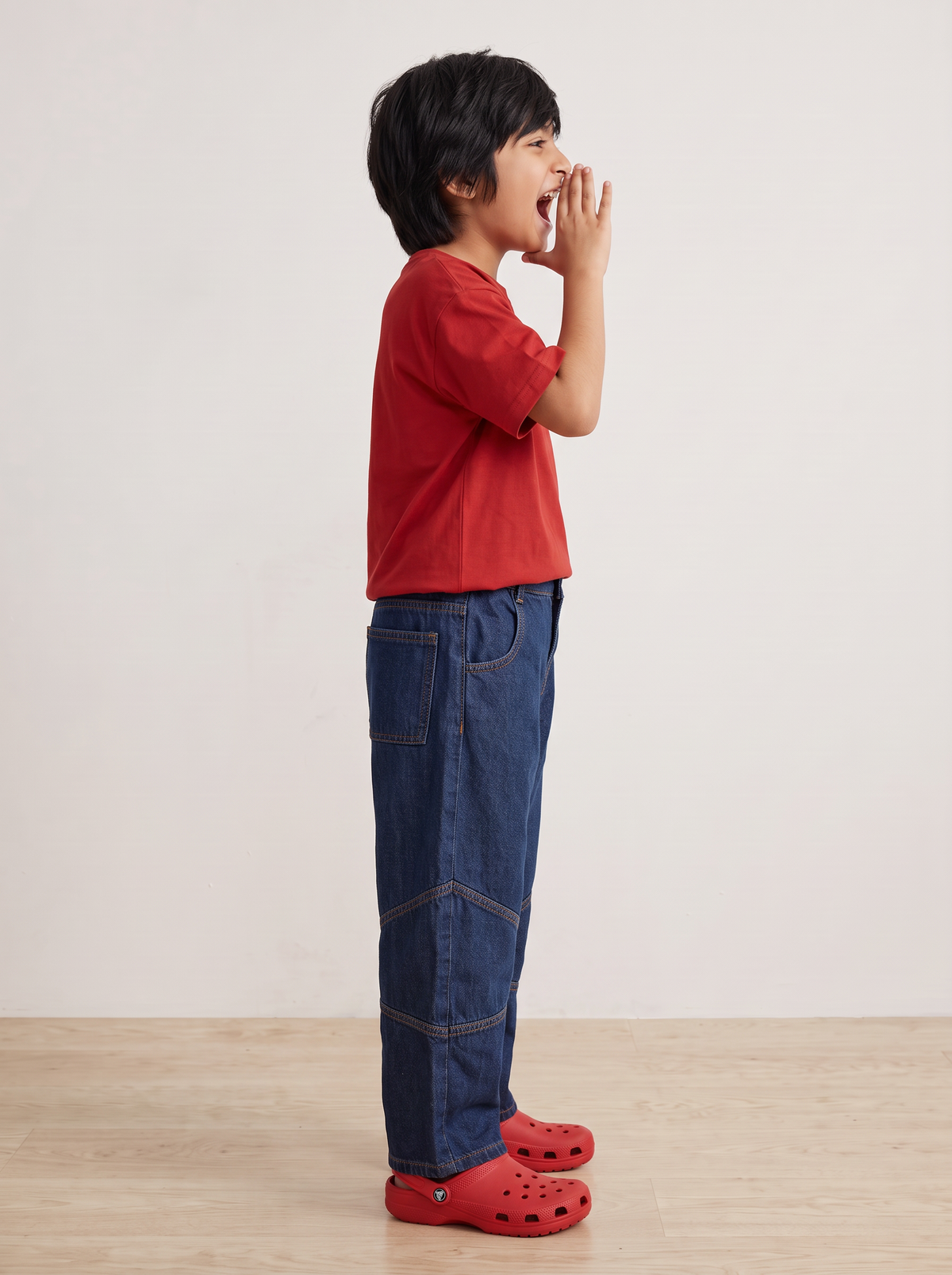 Boys Dark Blue Denim Barrel Fit Jeans