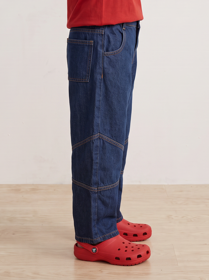 Boys Dark Blue Denim Barrel Fit Jeans