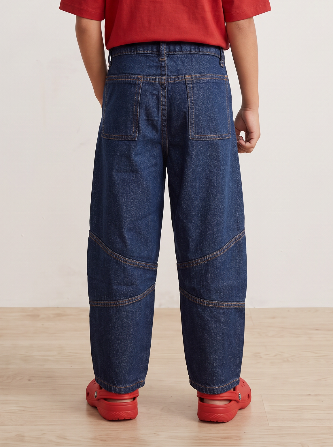 Boys Dark Blue Denim Barrel Fit Jeans
