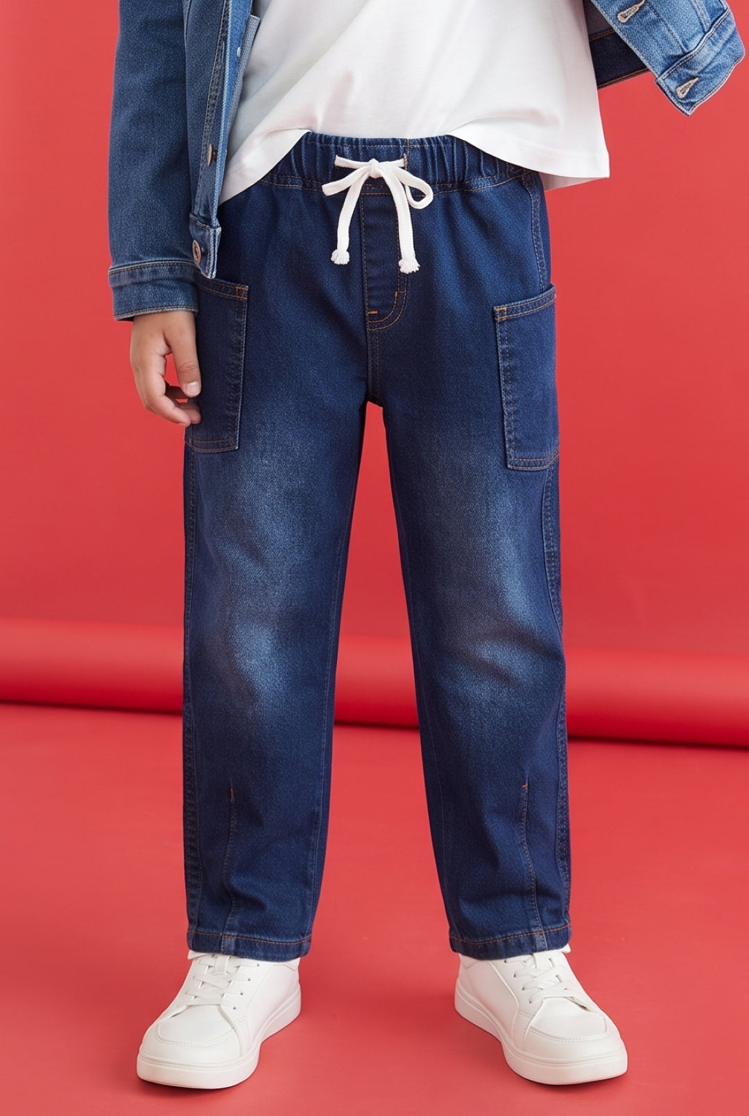 Boys Dark Blue Straight Fit Stretch Denim Jeans