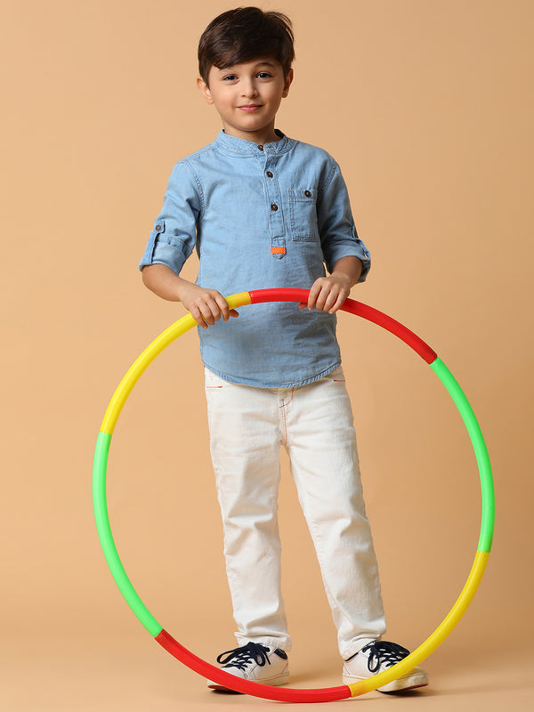 Boys Light Blue Solid Cotton Shirt