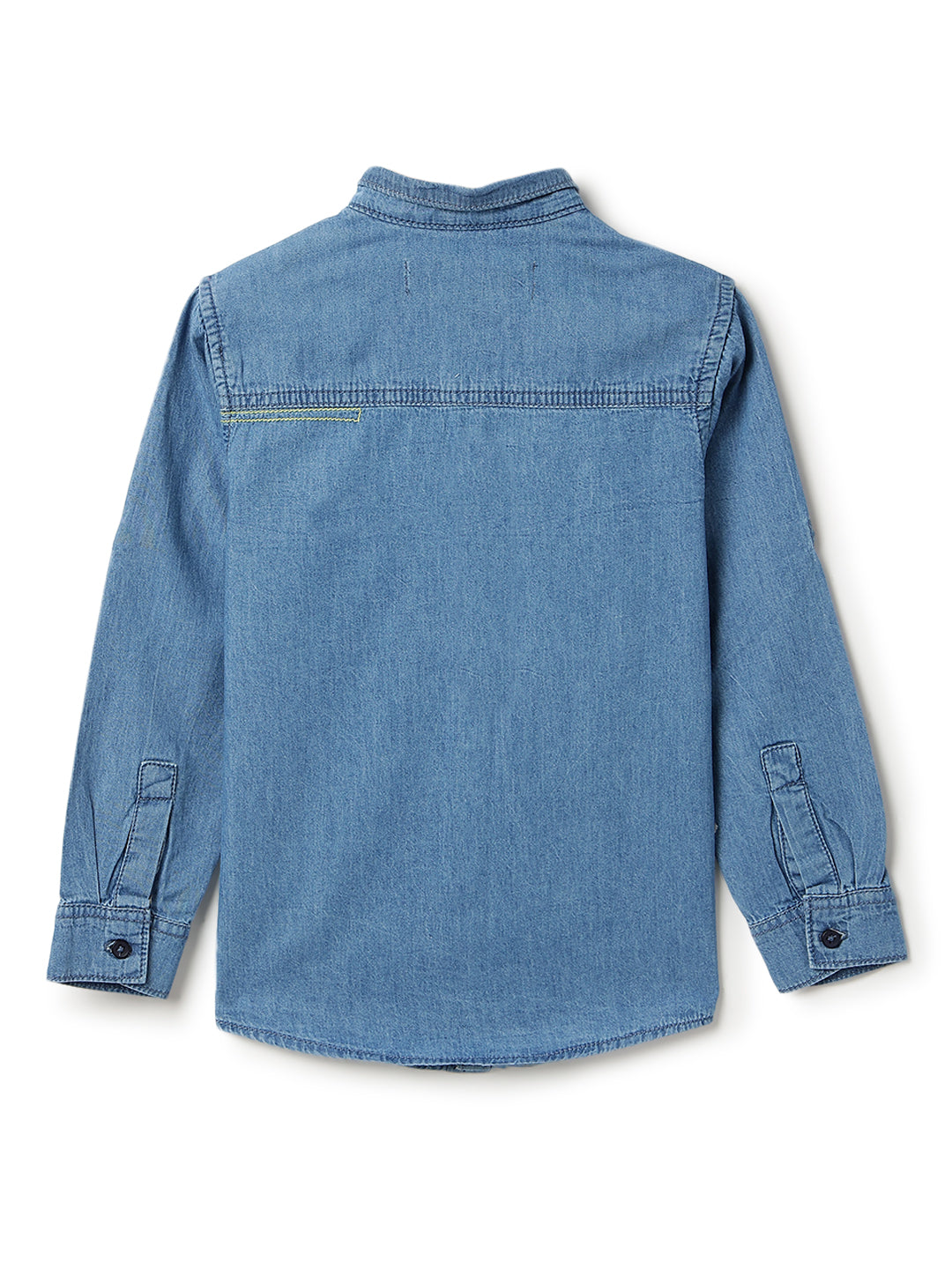 Boys Solid Light Blue Cotton Regular Fit Full Sleeve Shirt