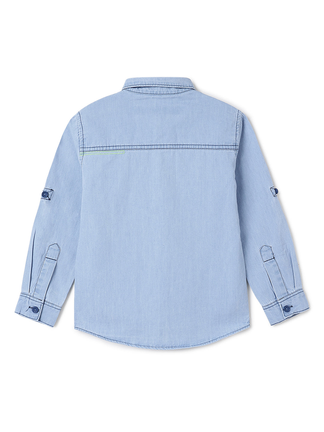 Boys Solid Light Blue Cotton Regular Fit Full Sleeve Shirt