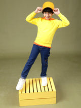 Boys Yellow Cotton Solid Sweatshirt