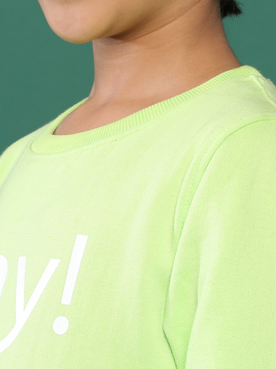 Boys Solid Neon green Cotton Full Sleeve Regular Fit Sweatshirt