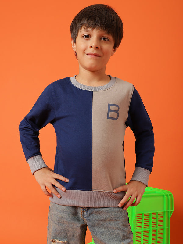 Boys Navy Blue Cotton Sweatshirt