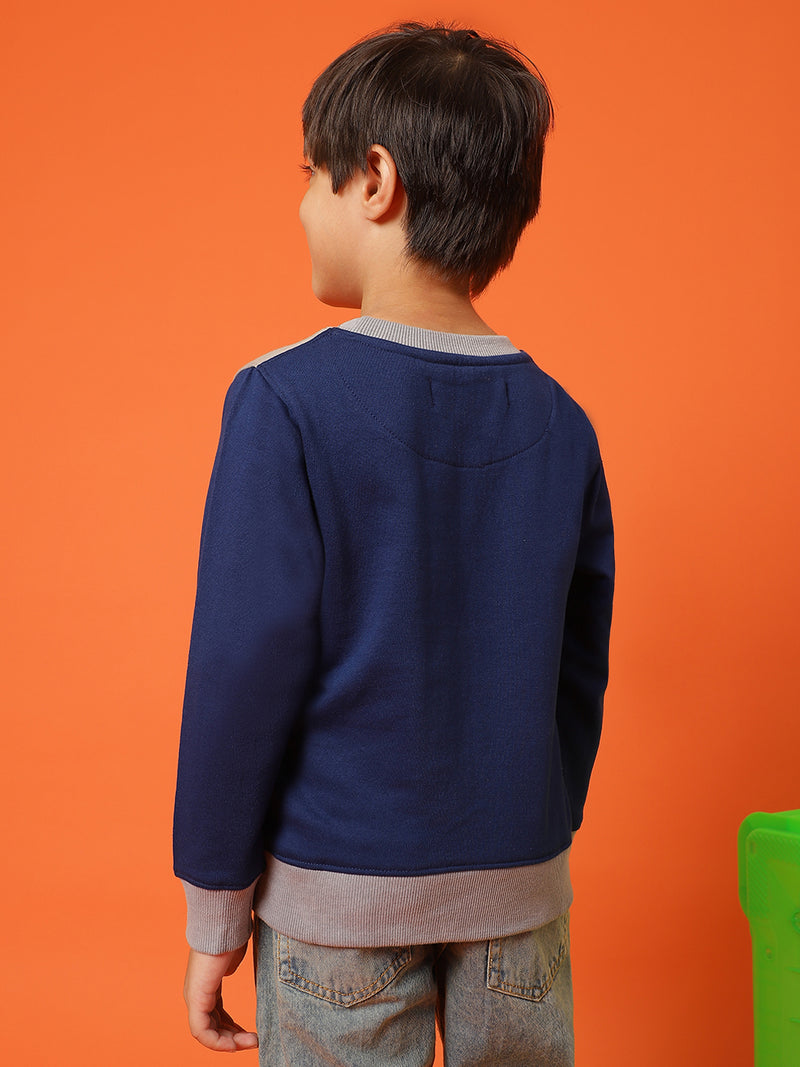 Boys Navy Blue Cotton Sweatshirt