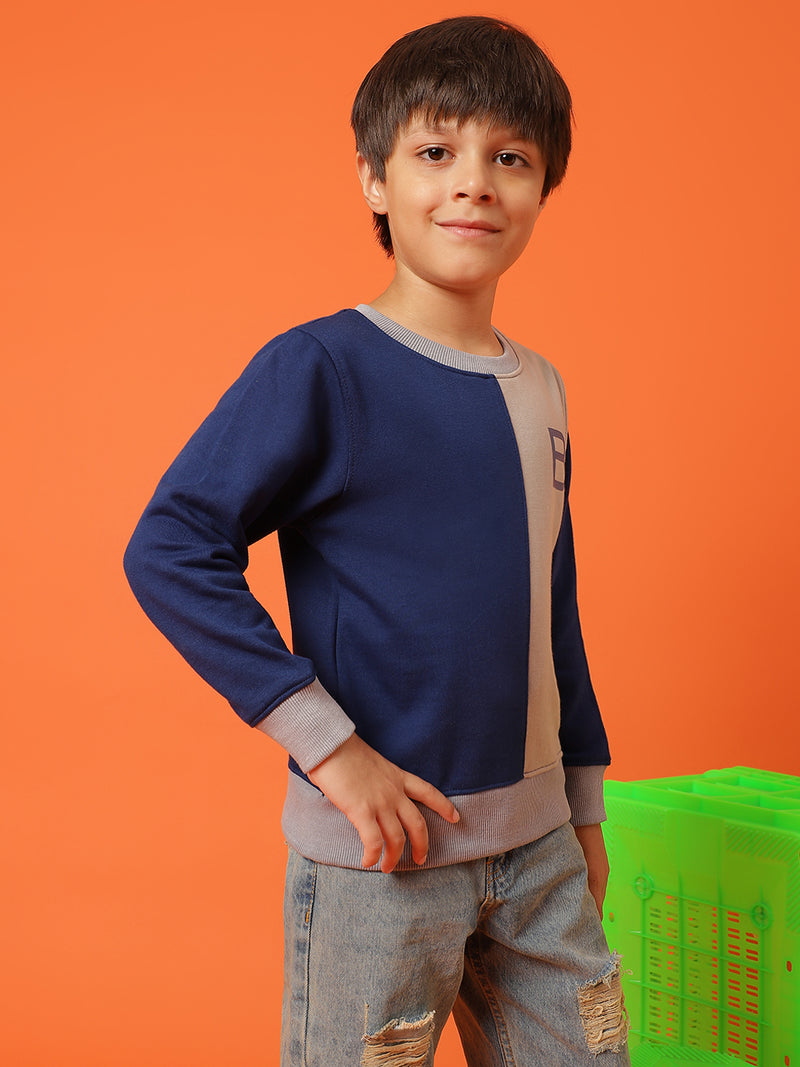 Boys Navy Blue Cotton Sweatshirt