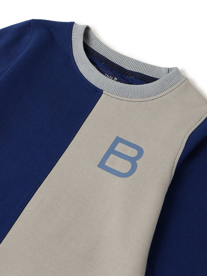 Boys Navy Blue Cotton Sweatshirt