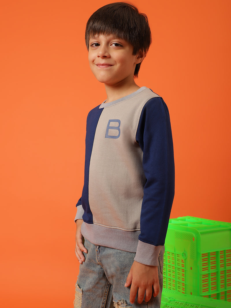 Boys Navy Blue Cotton Sweatshirt