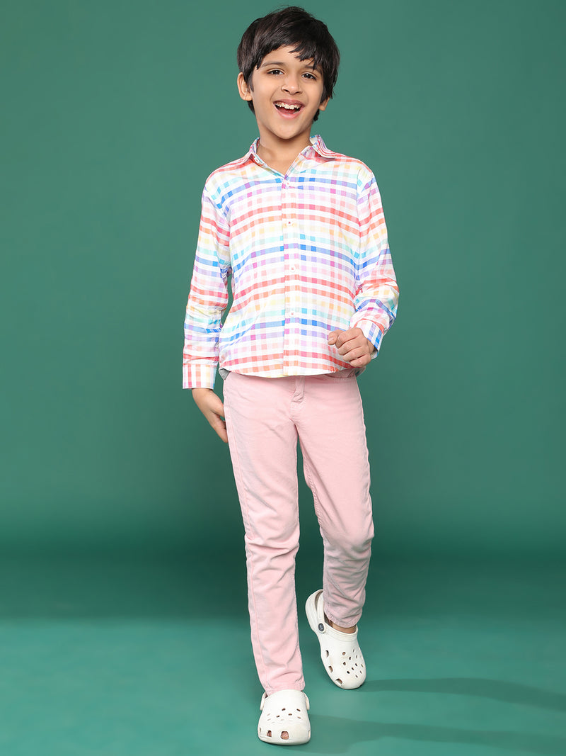 Boys Lilac Solid Cotton Trouser