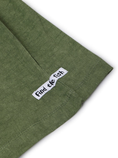 Boys Green 100% Cotton Printed T-shirt