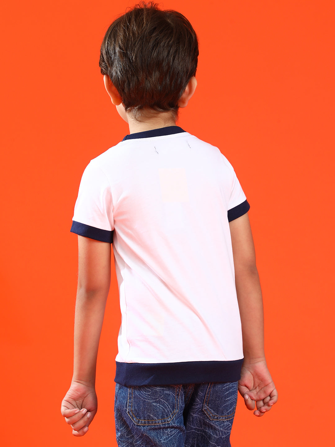 Boys White 100% Cotton Printed T-shirt
